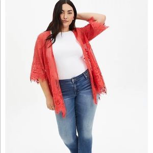 Torrid 3 Coral Lace Kimono